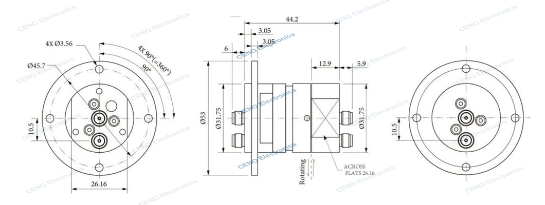 SMA femalw RF rotary joints with 2 channels coaxial