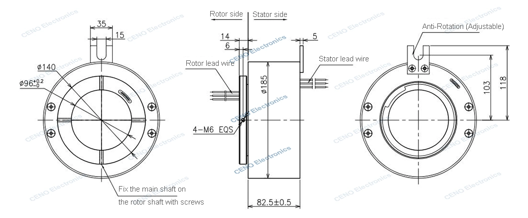 Through Hole Slip Ring with Electrical Power Collector Ring