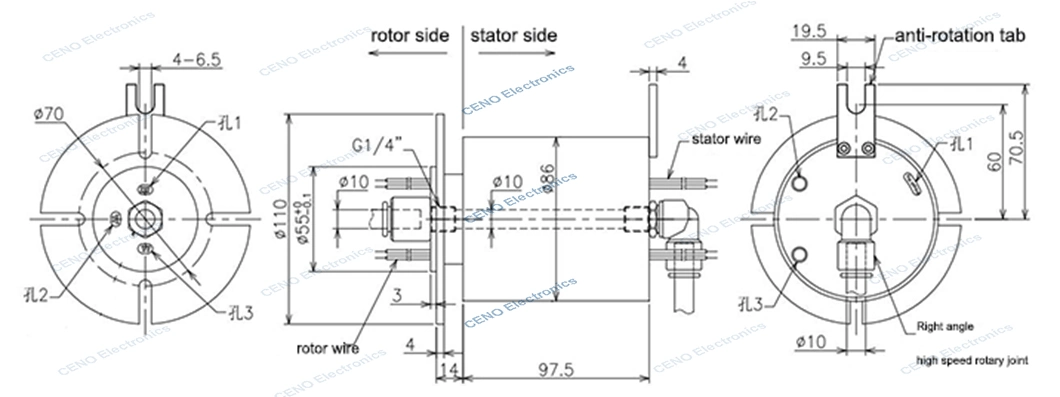 Air rotary union integrated power electrical slip ring